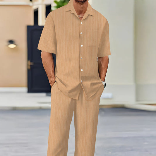 Buttons shirt short sleeve and trousers two-piece set